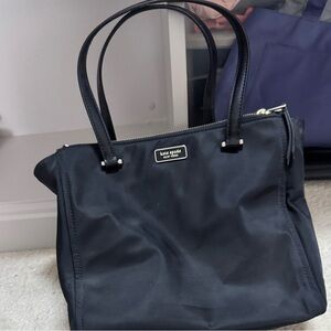 kate spade black nylon tote with leather handles